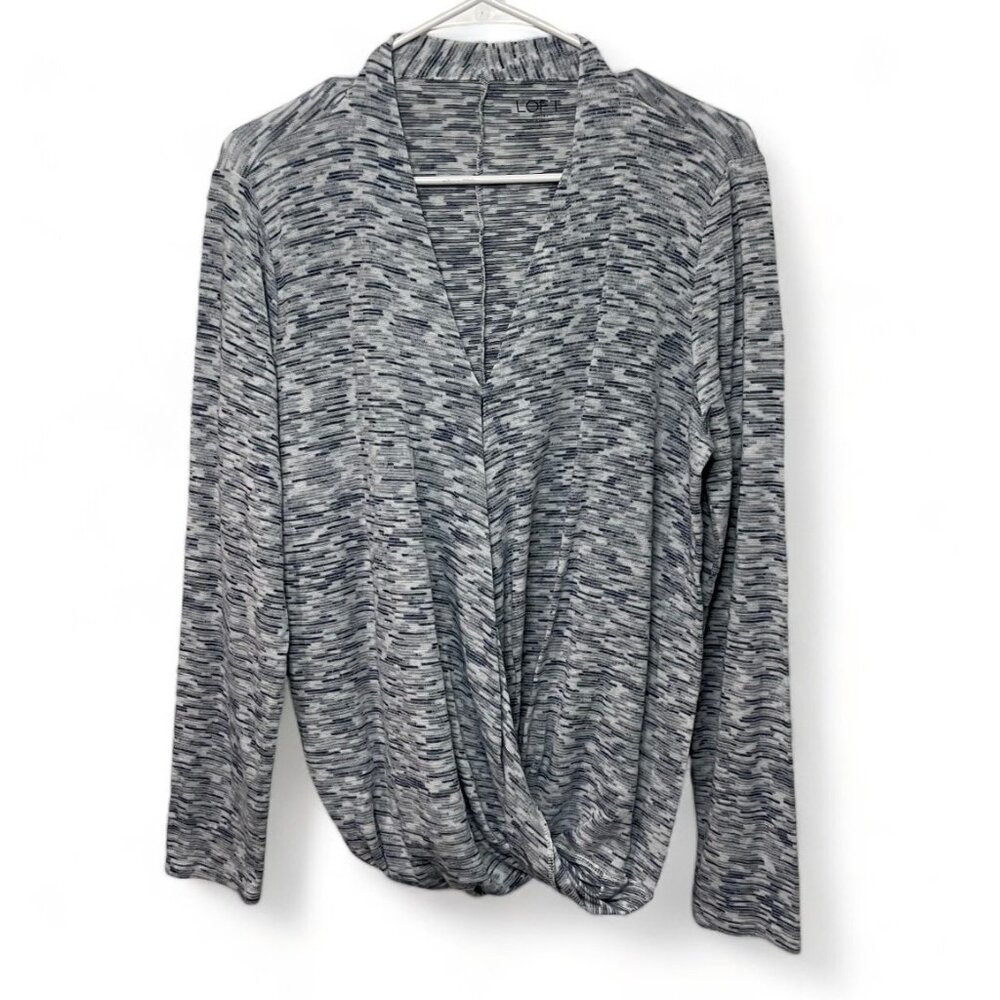 Loft Womens Draped Long Sleeve Top Size L Polyester Rayon Spandex Blend